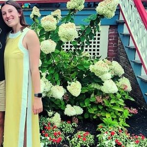 Sleeveless Yellow and White Maxi Dress